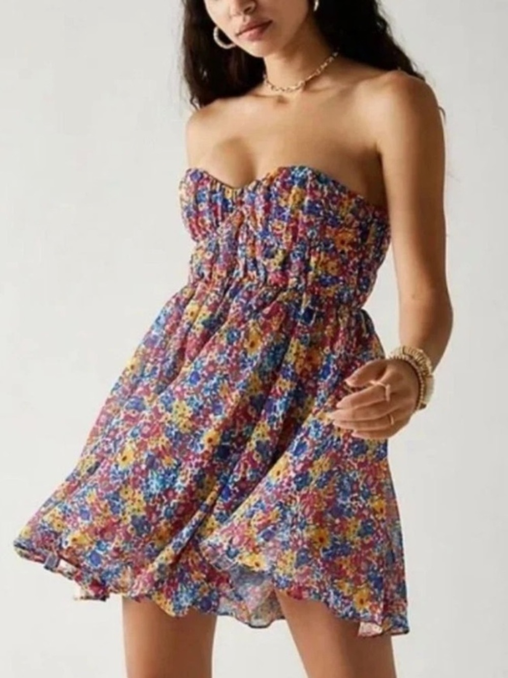 For Love and Lemons Sasha Strapless Mini Dress Floral Size XS